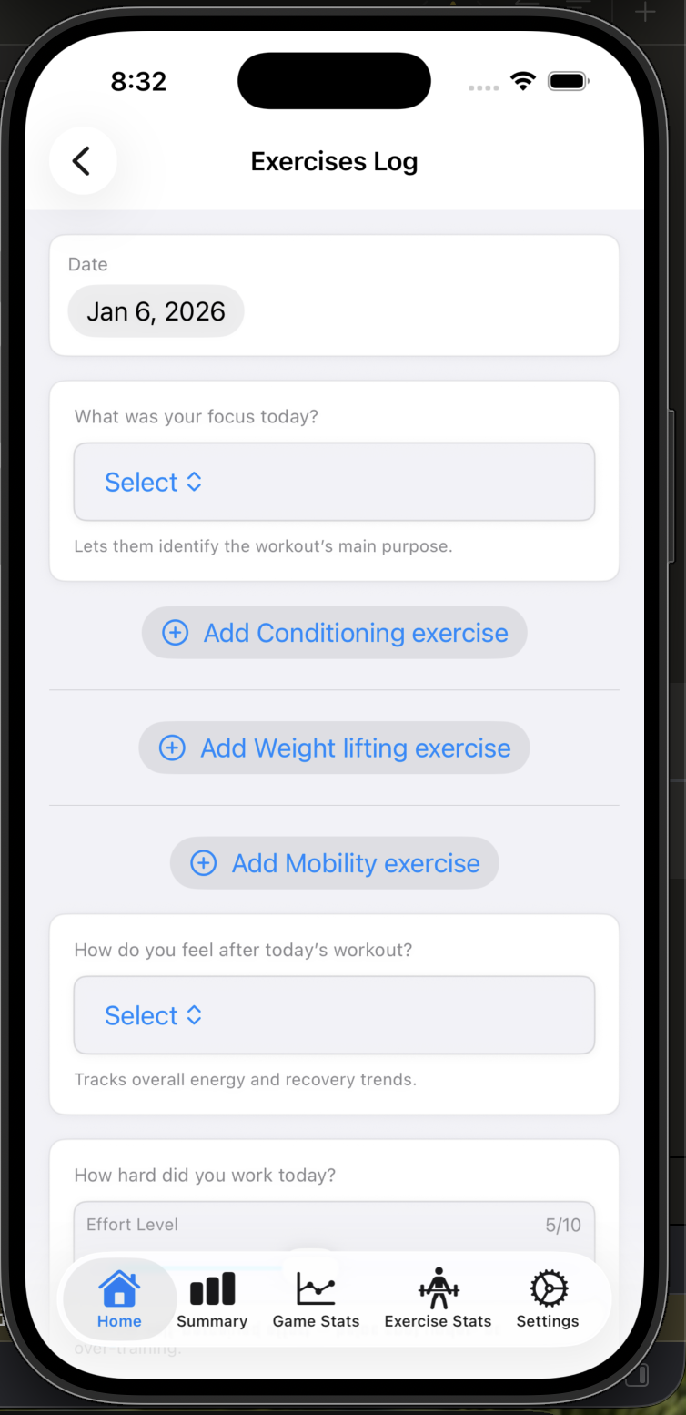 Exercise log entry